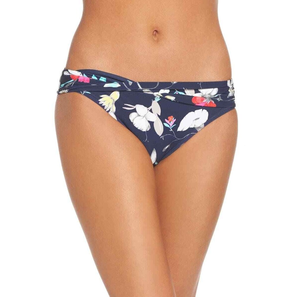 Seafolly Women's Flower Festival Twist Hipster Bikini Bottom sz 2 US Indigo